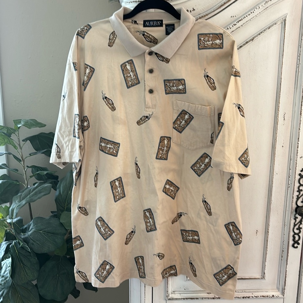 Aureus Men’s XXL Cream Colored Short Sleeve Golf Polo Shirt